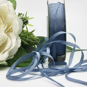 2 yards Dusty Blue Silk Ribbon 1/8" wide