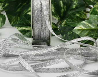 Silver Metallic Flat Braided Trim 3/16" wide