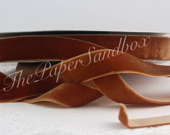 Burnt Orange Velvet Ribbon 3/4- 1.5” wide BY THE YARD Pantone Burnt Orange