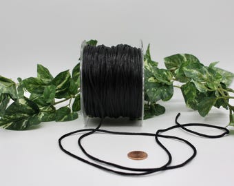 Black Satin Necklace Cord 1/8" wide by the yard
