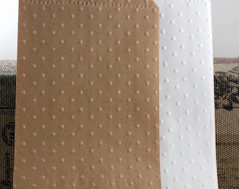 20 Dotted Swiss Embossed Paper Bags Choice of Size/Style