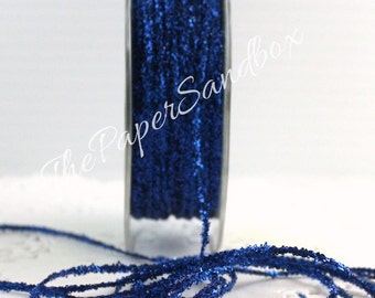 Sapphire Blue Glitter String: 1/8" Wide Metallic Sparkle