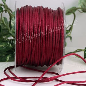 Burgundy Satin Necklace Cord 1/8&quot; wide by the yard