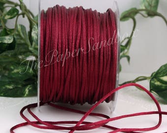 Burgundy Satin Necklace Cord 1/8" wide by the yard