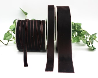 Chocolate Brown Velvet Ribbon: 3/8"-1.5" Wide