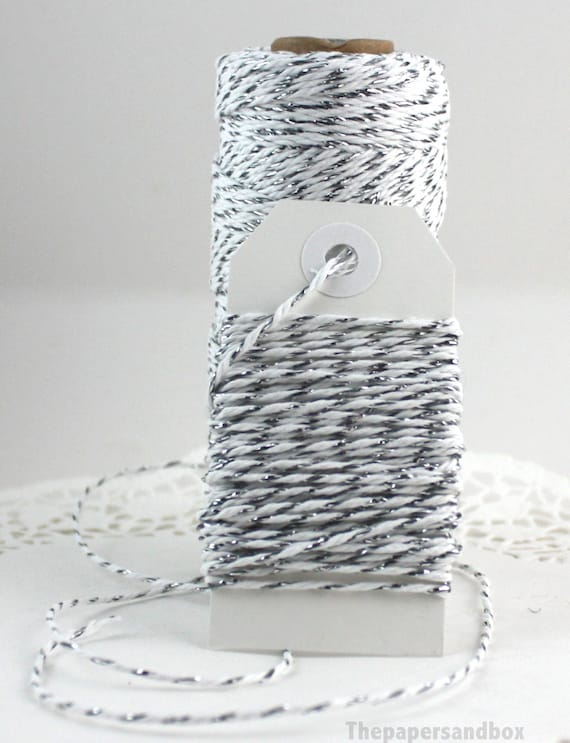 Silver and White Twine 10 yards 2mm Twine