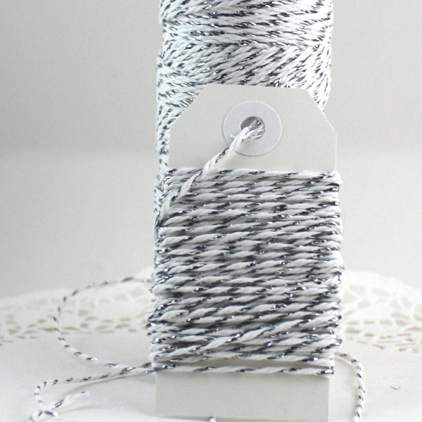 Silver and White Twine 10 yards 2mm Twine