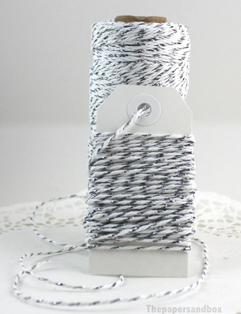 Silver and White Twine 10 yards 2mm Twine image 1