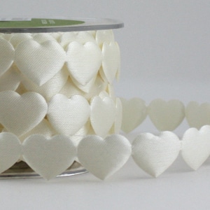 Ivory Satin Heart Ribbon Trim 3/4” wide BY THE YARD