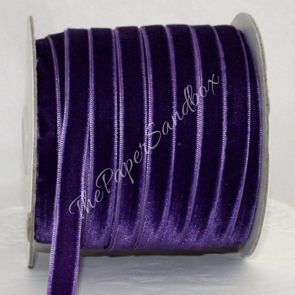 Purple Velvet Ribbon 3/8" wide by the yard, Pantone Radiant Orchid