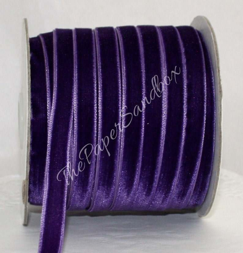 Purple Velvet Ribbon 3/8 wide by the yard, Pantone Radiant Orchid image 1