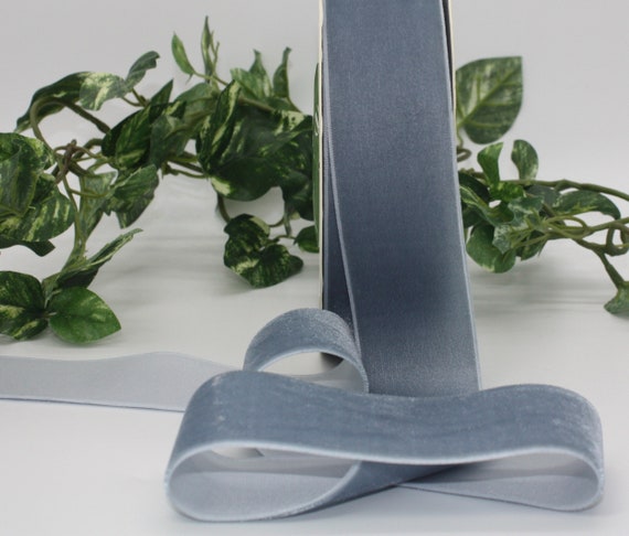 Bluish Gray Velvet Ribbon w/ Silver Lame Backing 1.5 x 10yd DCR1083