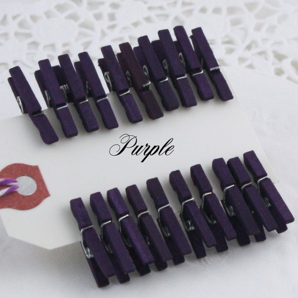 Dark Purple Clothespins, Pantone Acai Berry, Bag Clips, Photo Clips, Wish Tree Clips