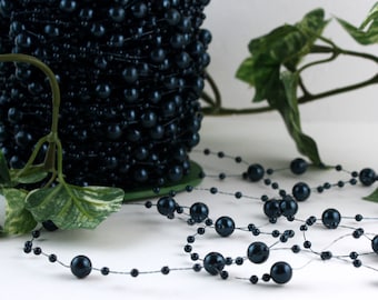 Navy Blue Pearl Bead Garland BY THE YARD, Dark Blue Beads