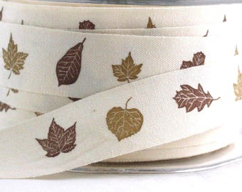 Fall Leaves Printed Ribbon 3/4" wide BY THE YARD