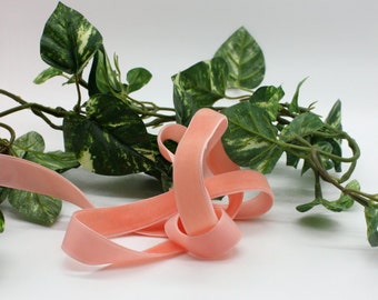 Coral Velvet Ribbon 3/8"-7/8" Wide  Tea Rose Swiss Velvet