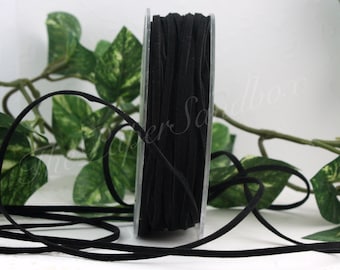 Black Flat Faux Suede Cord 1/8" wide by the yard