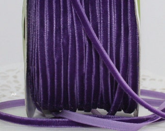 Purple Velvet Ribbon 1/8" wide by the yard