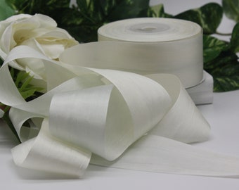 Tie Dyed Gray & White Silk Ribbon: 1.25" Wide, Hand Dyed
