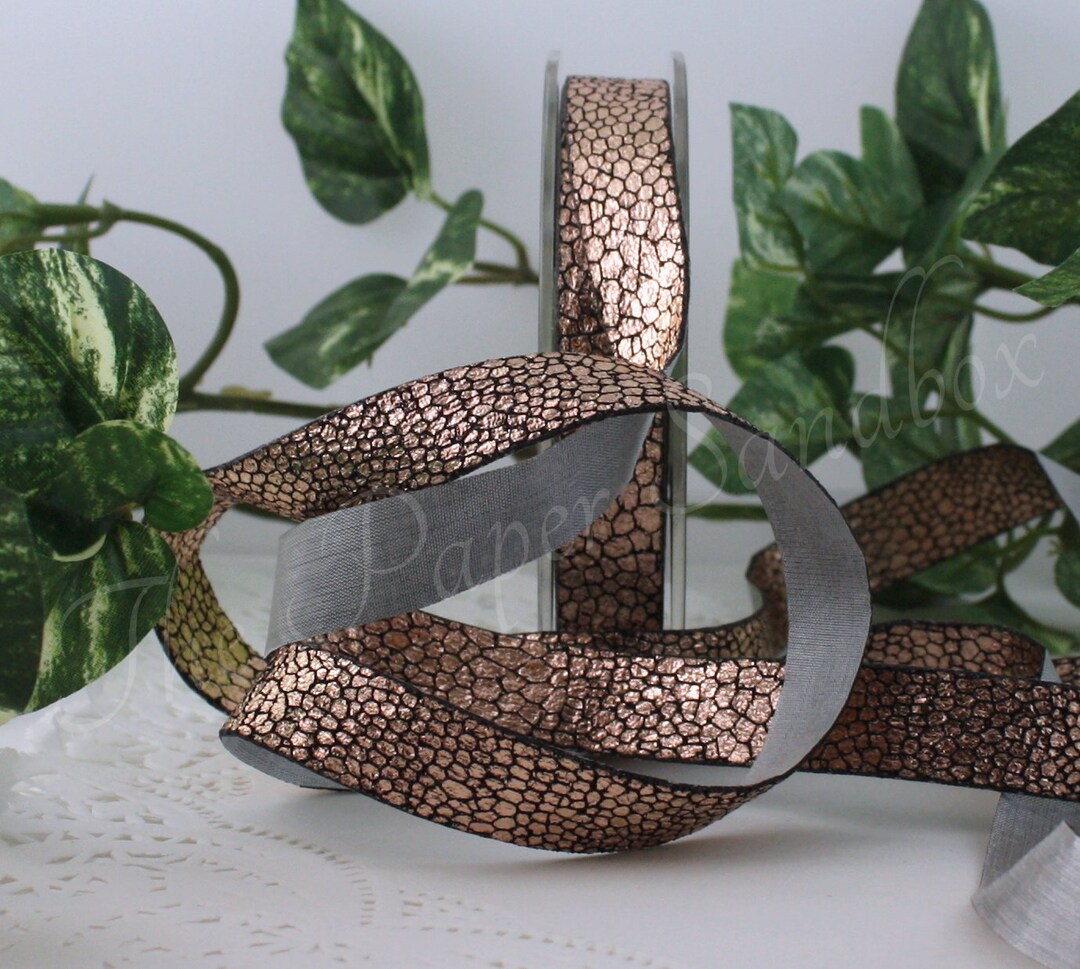 Rose Gold Snake Skin Ribbon 5/8” Wide BY THE YARD, Rose Gold Glitter ...
