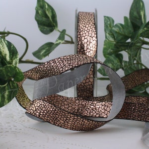 Rose Gold Snake Skin Ribbon 5/8” wide BY THE YARD, Rose Gold Glitter Ribbon