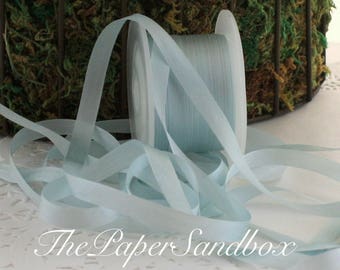 Light Blue Silk Ribbon 1/4” wide BY THE YARD, Baby Blue Silk, Hand Dyed Silk