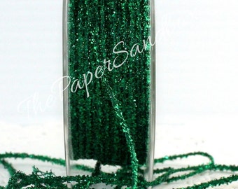 Green Glitter String: 1/8" Wide Shimmery Trim - By The Yard