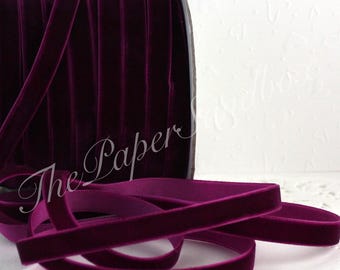 Plum Velvet Ribbon: 3/8 - 3/4 Inch Wide, By The Yard