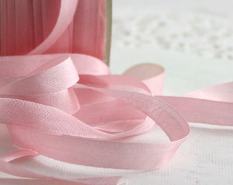 Pink Silk Ribbon 1/4” wide by the yard