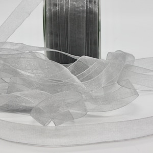 2 yards Sheer Silver Chiffon Ribbon 5/8&quot; wide