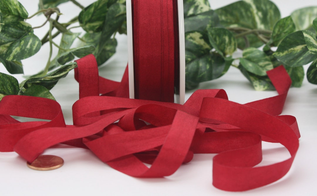 Red Faux Silk Ribbon: 1/2