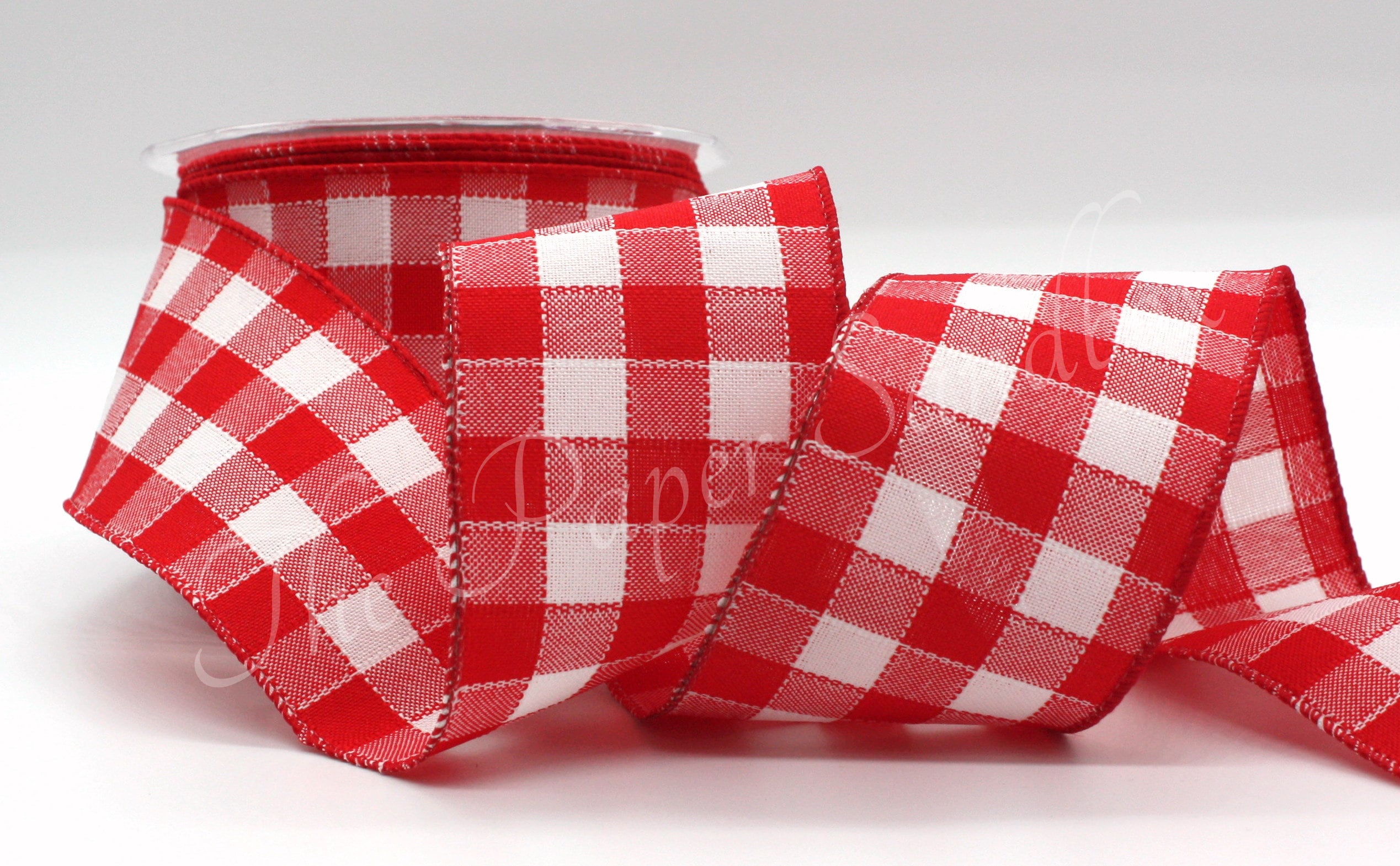 Wired Red White Buffalo Check Ribbon 2 5 Wide BY THE YARD Etsy