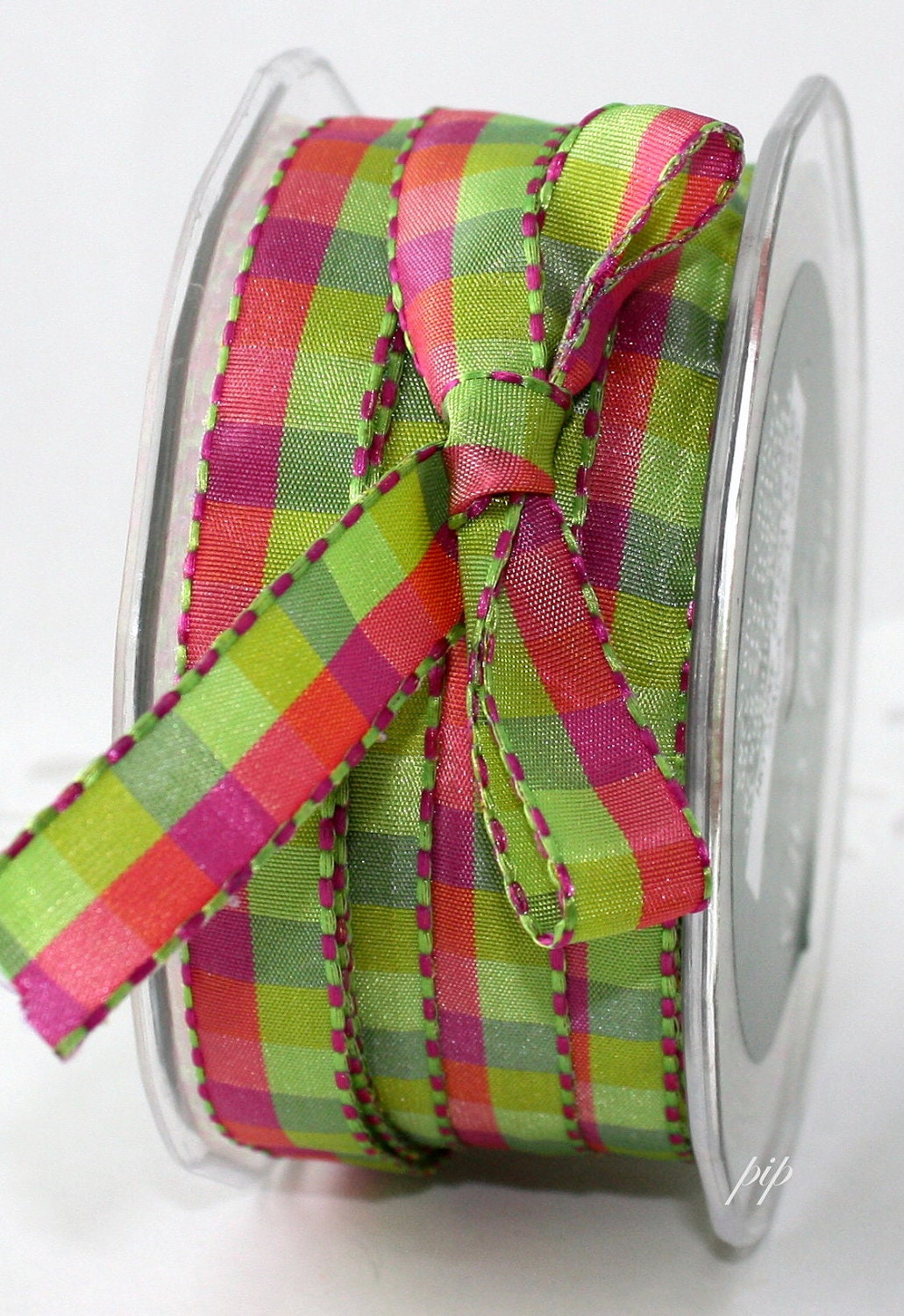 Hot Pink Lime Green Check Ribbon 1/2” Wide BY THE YARD - Etsy