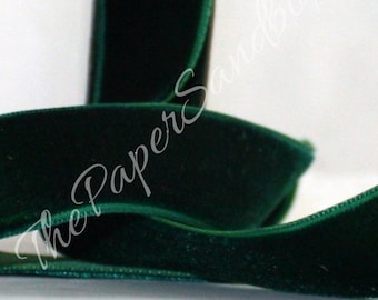 Green Velvet Ribbon 3/4" wide BY THE YARD