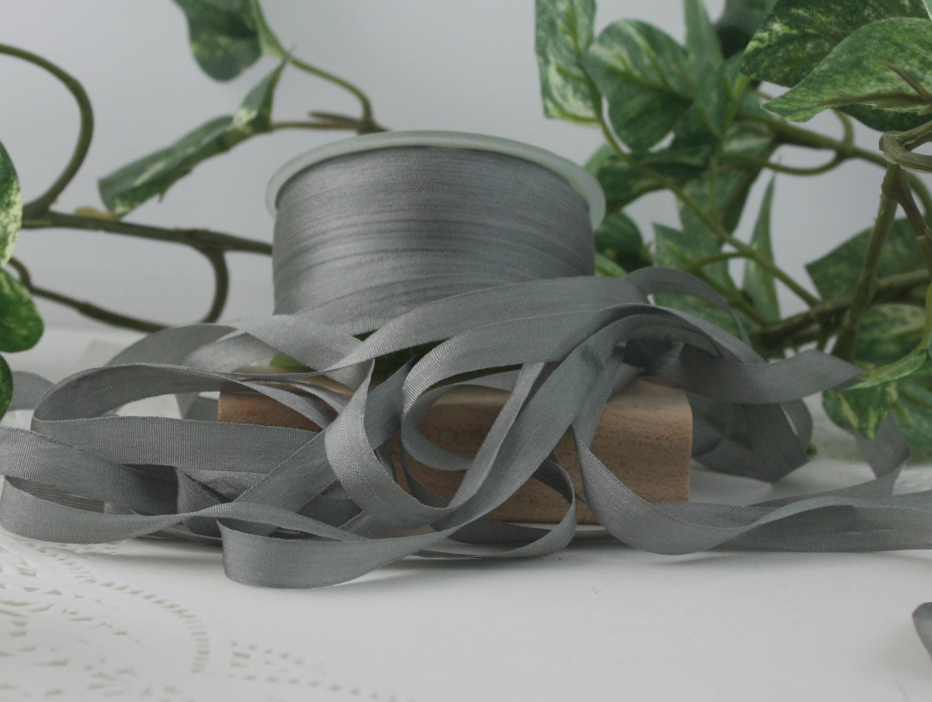 Medium Gray Silk Ribbon 1/4