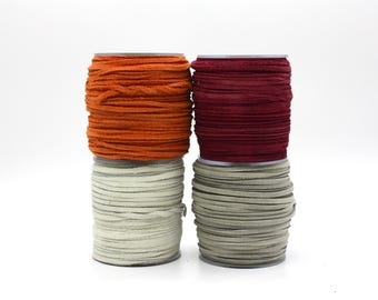 Suede Leather Cord 1/8" wide Gray White Burgundy Burnt Orange