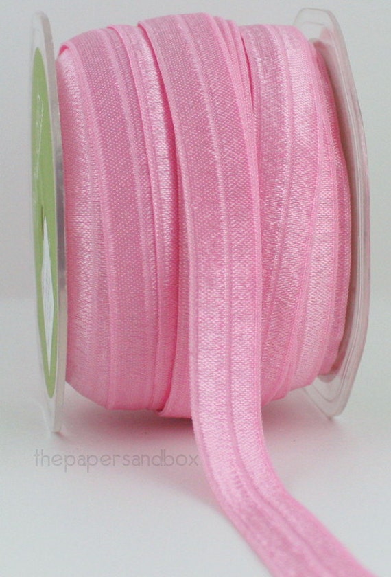 Pink Fold Over Elastic Ribbon 5/8” wide by the yard