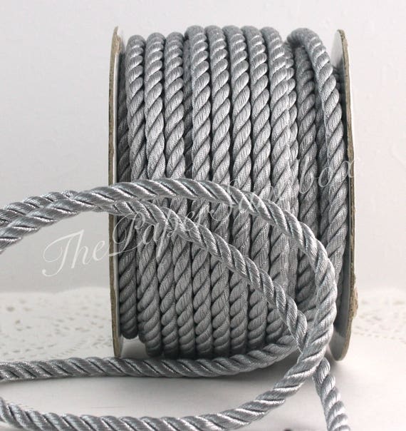 Silver Rope Cord 1/4 (6mm) wide by the yard, Thick Silver Cording