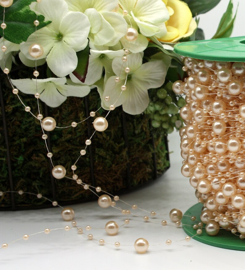 Navy Blue Pearl Bead Garland BY THE YARD Dark Blue Beads Etsy