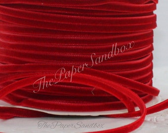 Red Velvet Ribbon 1/8" (3.175mm) wide BY THE YARD