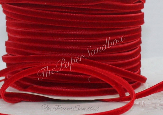 Red Velvet Ribbon 1/8 3.175mm Wide BY THE YARD 