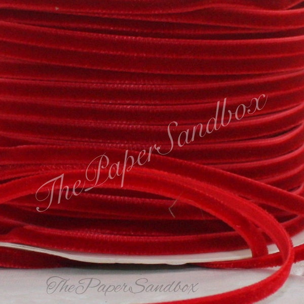 Red Velvet Ribbon 1/8" (3.175mm) wide BY THE YARD