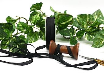 Black Silk Ribbon: 1/4-1/2" Wide - Elegant Soft Fabric