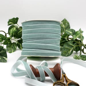 Light Blue Velvet Ribbon 3/8&quot; wide BY THE YARD