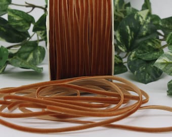 Burnt Orange Velvet Ribbon 1/8" wide BY THE YARD
