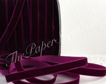 Plum Velvet Ribbon 3/8” wide BY THE YARD