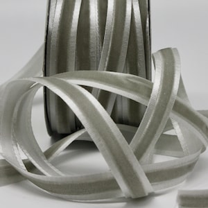 Silver Gray Velvet Ribbon 1/2&quot; wide BY THE YARD, Satin trim