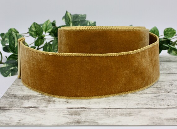 Ribbon Traditions 1.5 Wired Suede Velvet Ribbon Antique Gold - 25 Yards