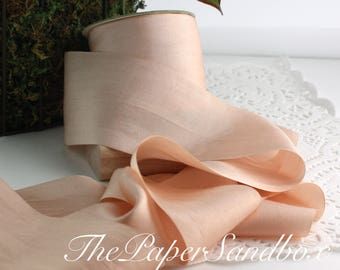 Blush Silk Ribbon 2” wide by the yard