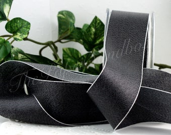 Black/Silver Metallic Ribbon 1.5” wide BY THE YARD